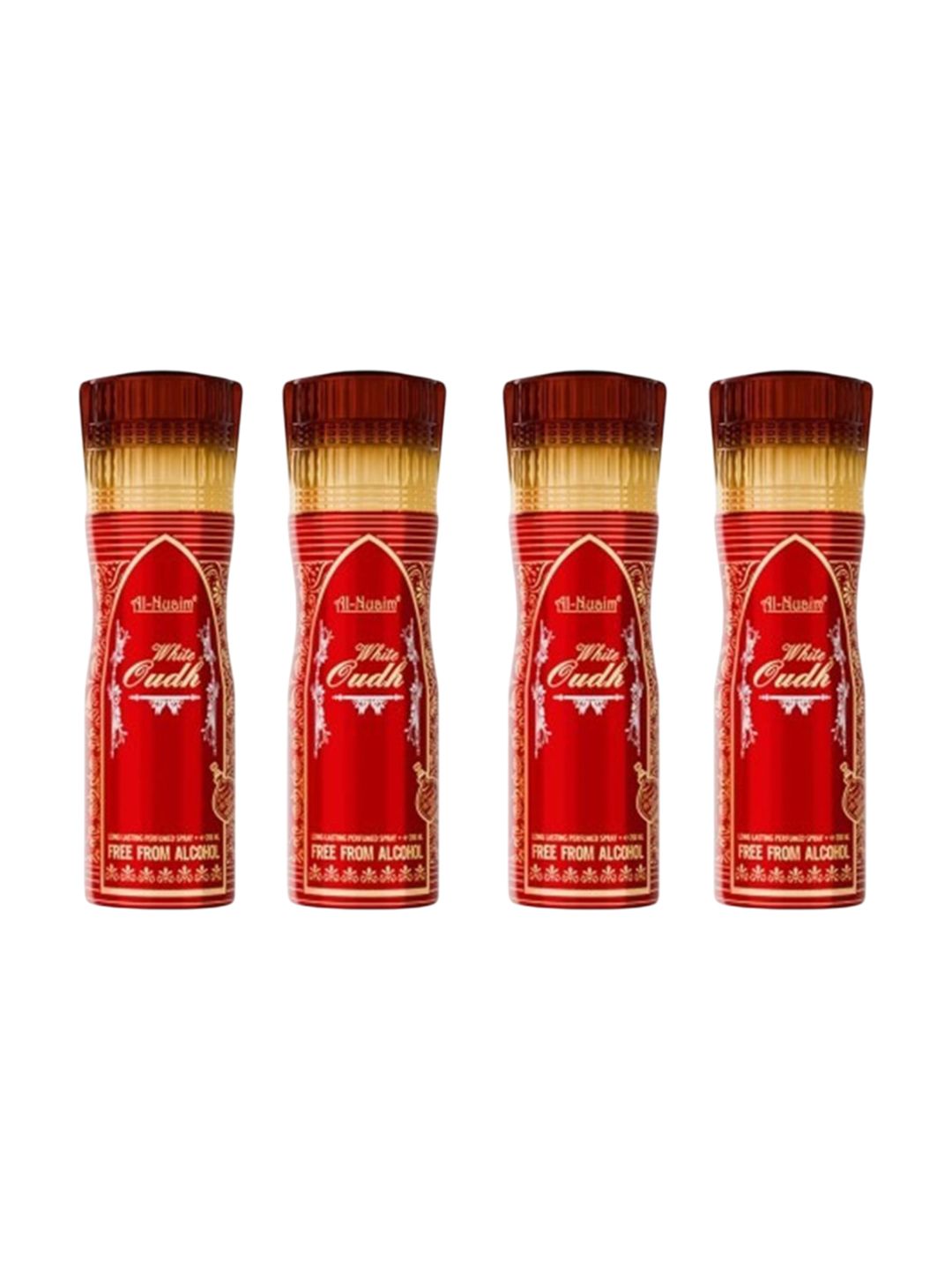 Al-Nuaim 4Pcs White Oudh Long Lasting Alcohol Free Deodorant Perfumed Spray - 200ml Each