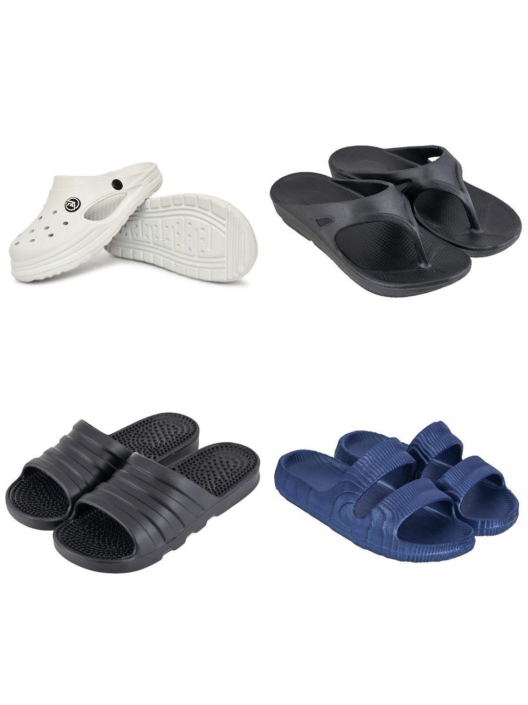 Feel alive Men Set of 4 Textured Clogs Flip-Flops