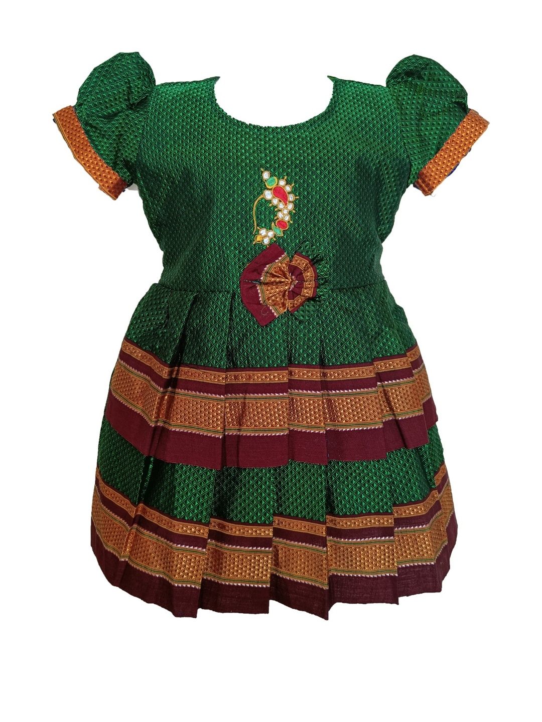 Buy AMBA COLLECTION BOUT Traditional Ethnic Wear Reshim Cotton Nath Khan  Frock - Ethnic Dresses for Girls 36409656 | Myntra