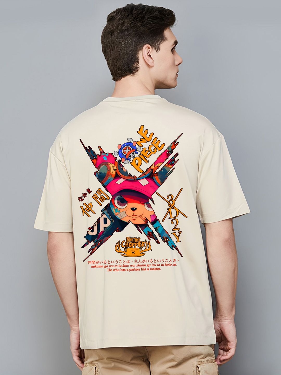 BDSQUARE Graphic Printed Drop-Shoulder Sleeves Oversized Cotton T-shirt