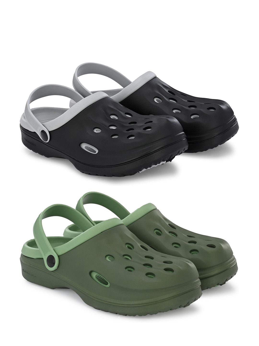 BIRDE Men Pack Of 2 Colourblocked Rubber Clogs