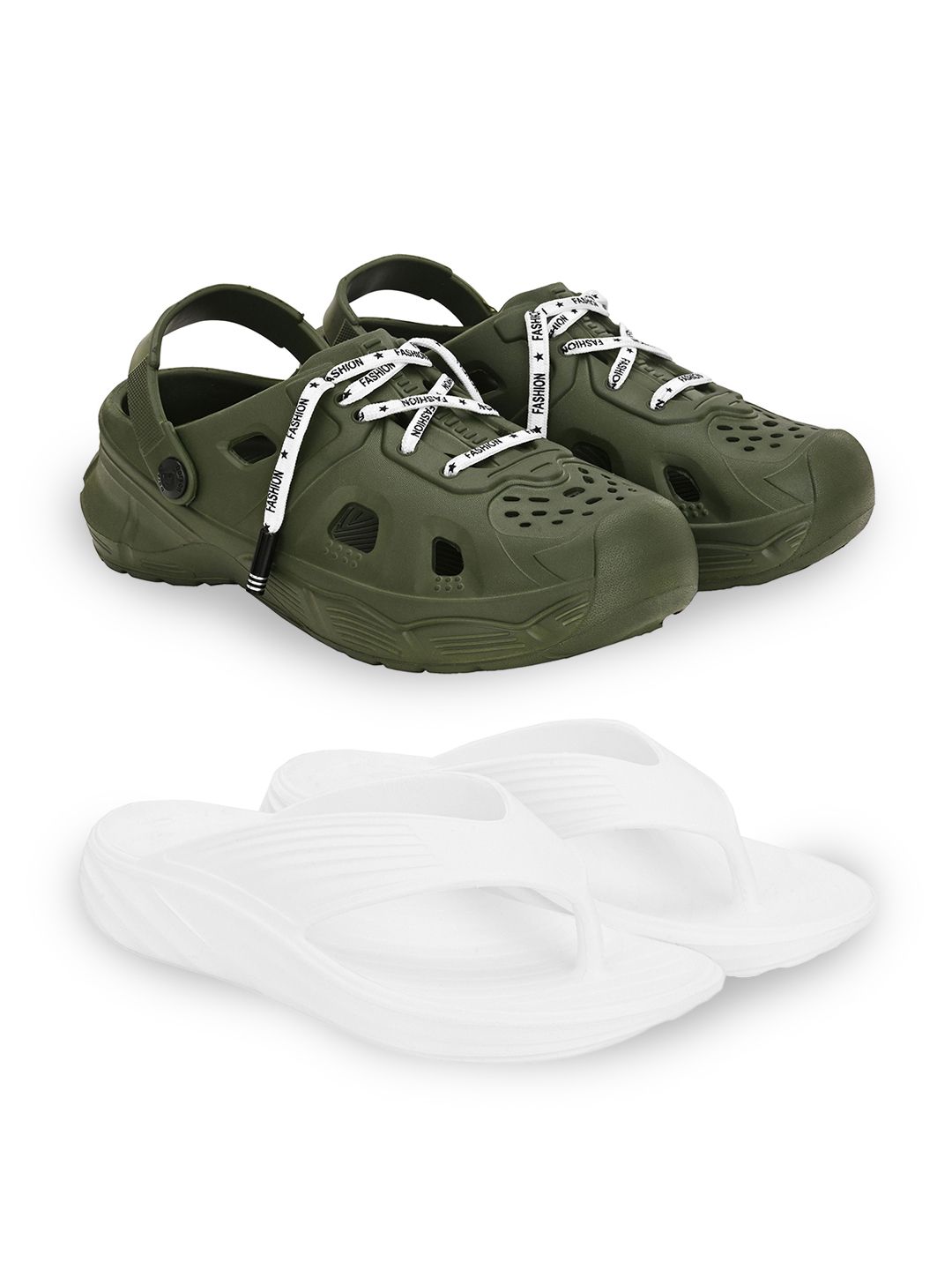 BIRDE Men Set Of 2 Clogs & Thongs Flip Flops