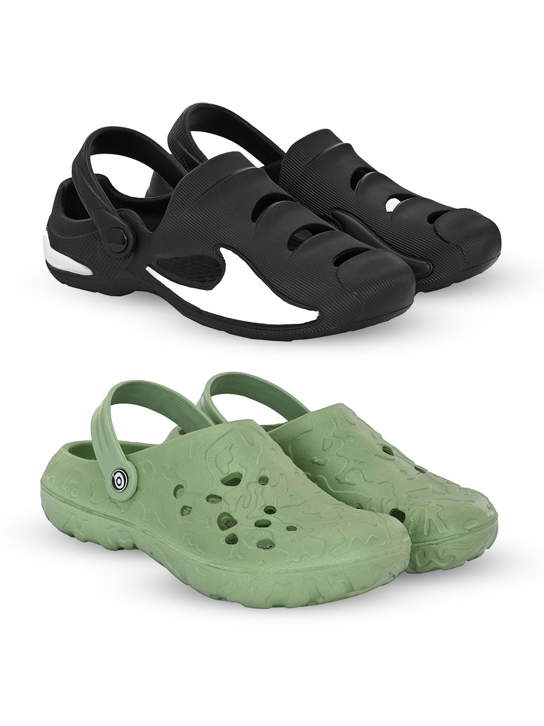 BIRDE Men Pack Of 2 Self Design Clogs