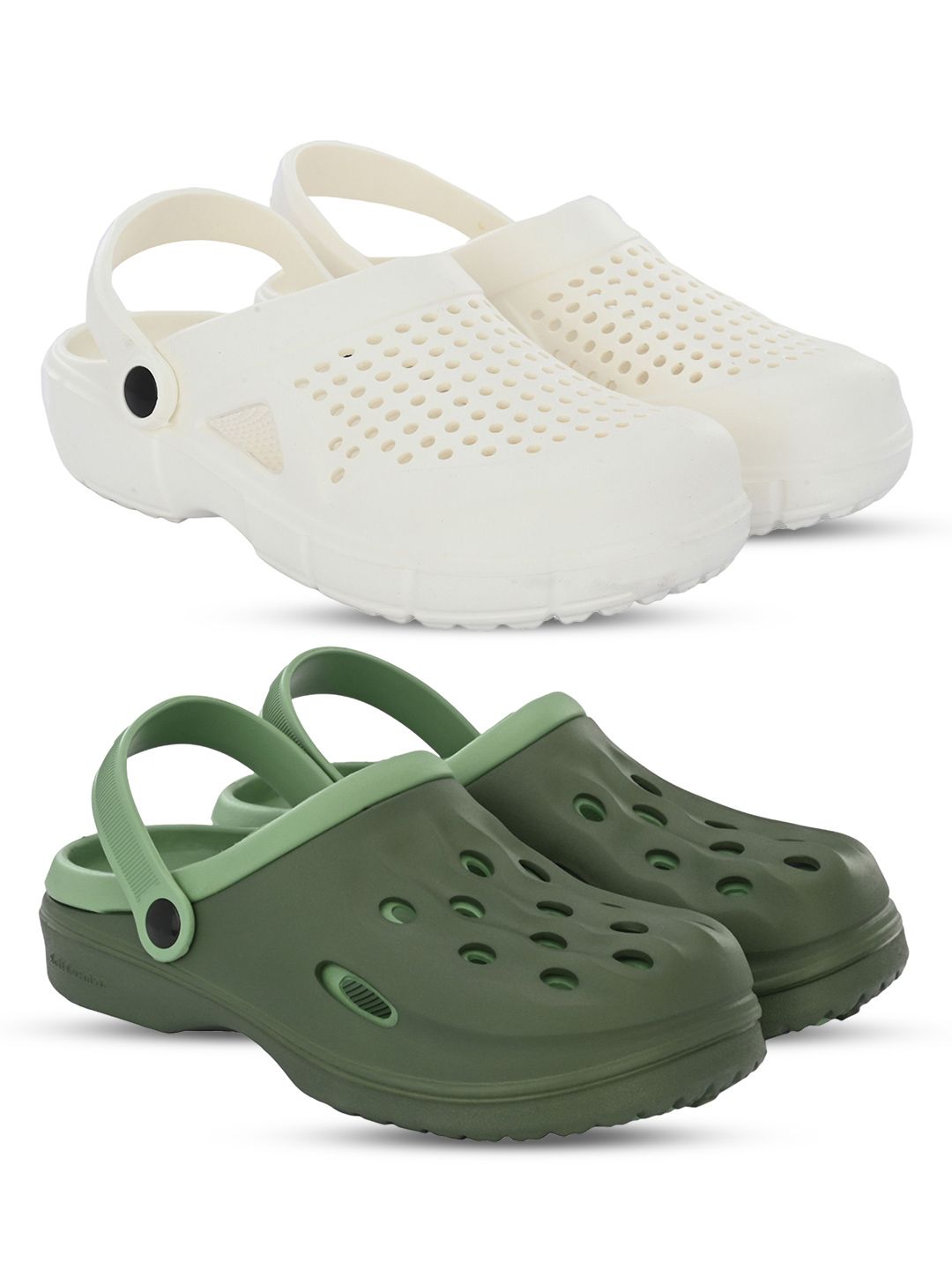 BIRDE Men Pack Of 2 Self Design Clogs