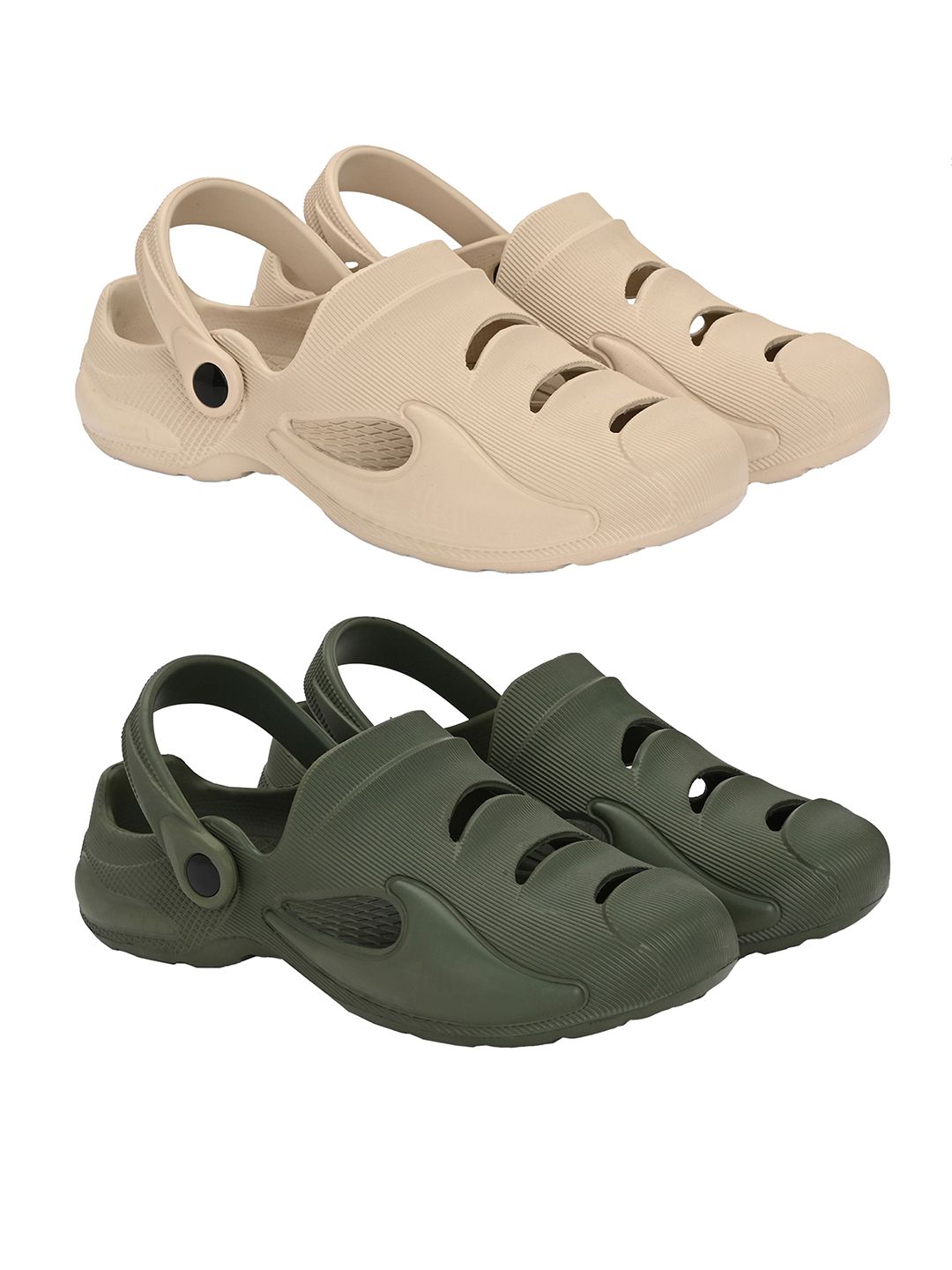 BIRDE Men Pack Of 2 Self Design Clogs