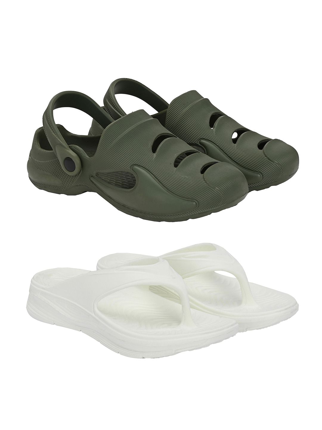 BIRDE Men Pack Of 2 Self Design Clogs
