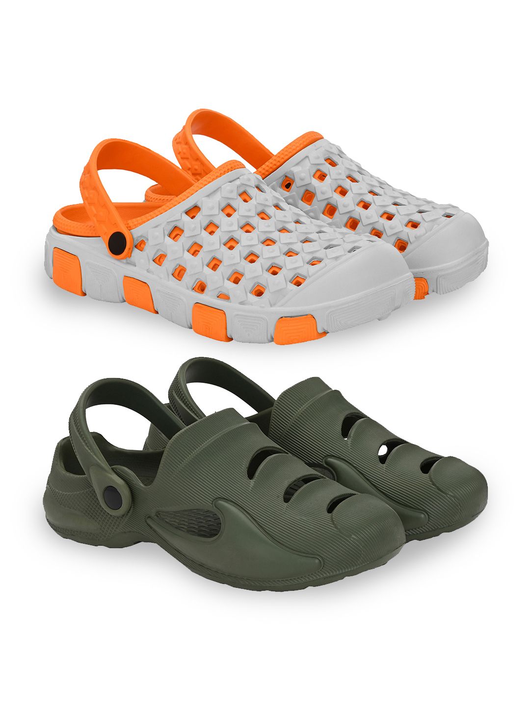 BIRDE Men Set Of 2 Self Design Clogs