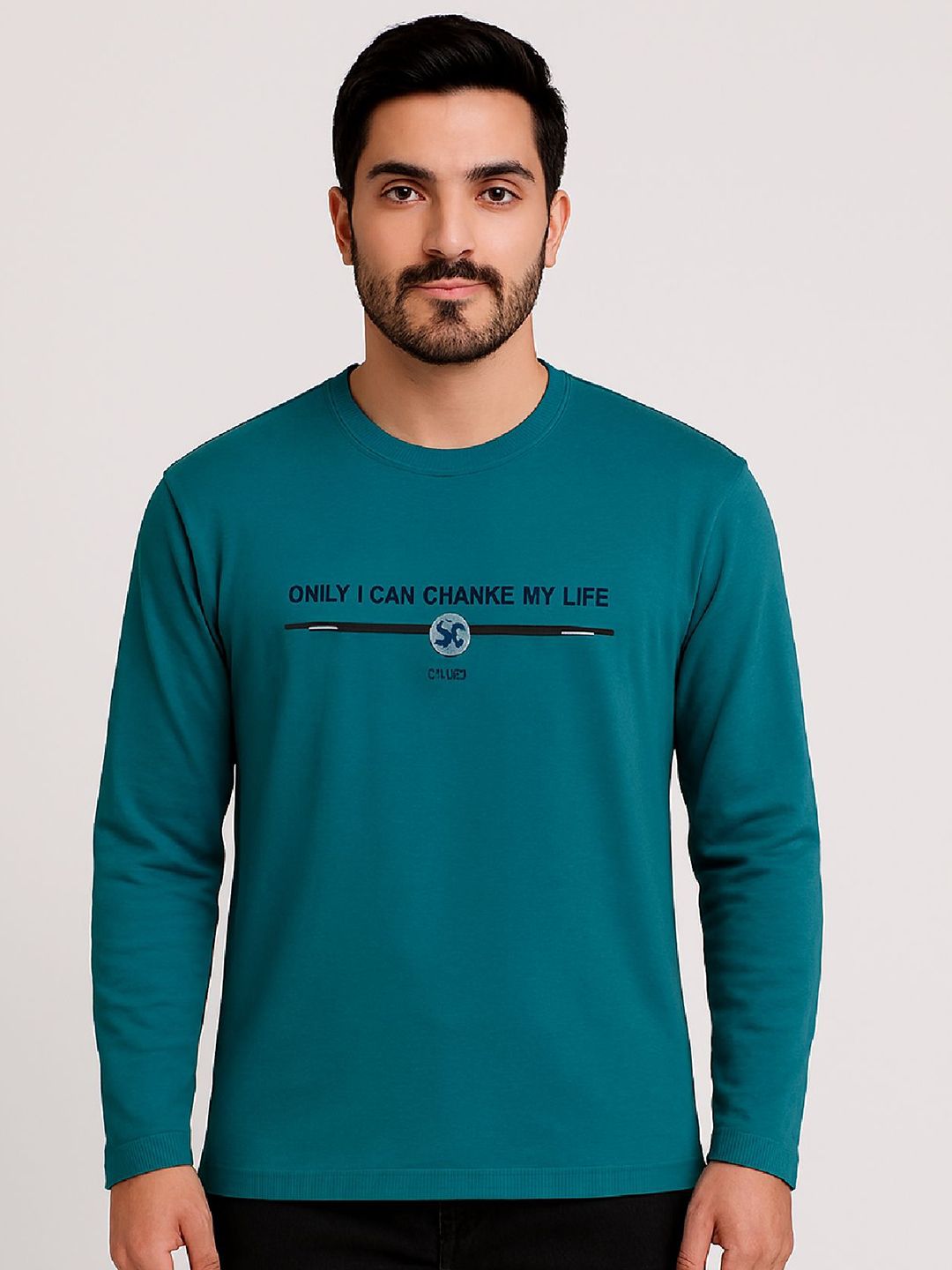 SANDPIPER Men Typography Extended Sleeves T-shirt