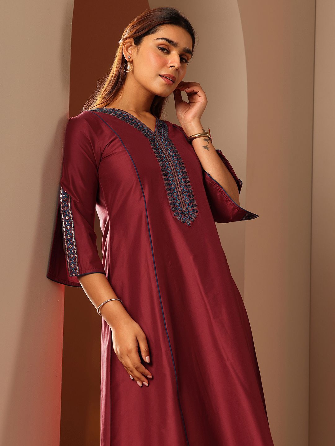 Gerua By Libas Gerua By Libas Women Solid Fusion Silk A-Line Kurta