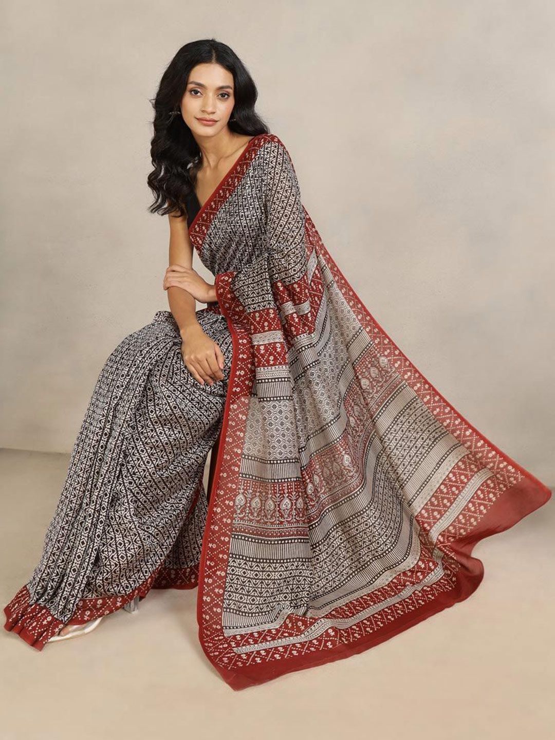 Fabindia Fabindia Ethnic Motifs Bagh Saree
