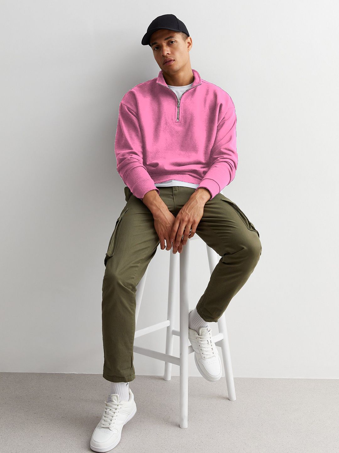 Buy Dogman Men Mock Collar Long Sleeves Half Zipper Pullover
