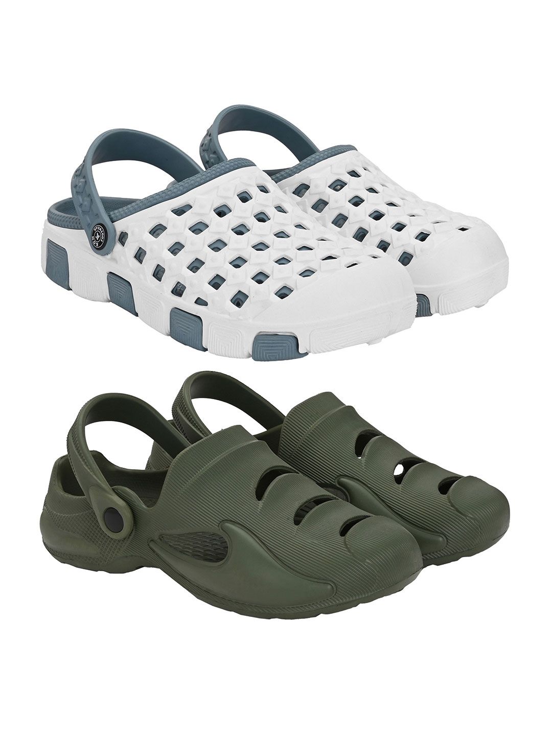 BIRDE Men Pack Of 2 Self Design Clogs