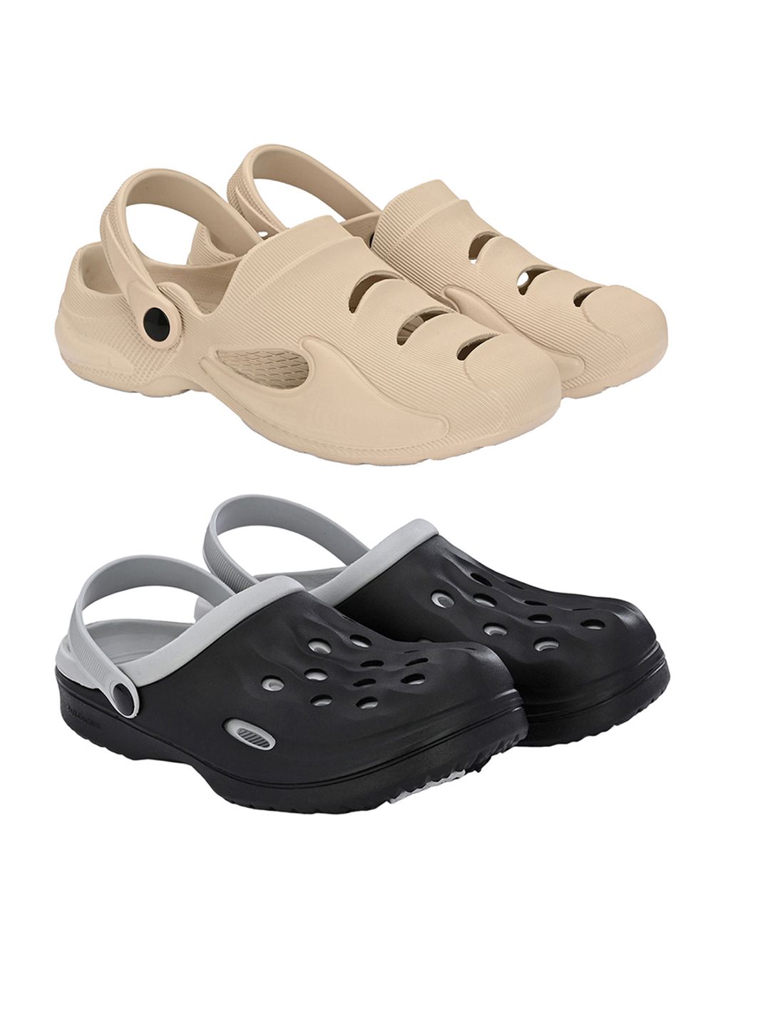 BIRDE Men Pack Of 2 Self Design Clogs