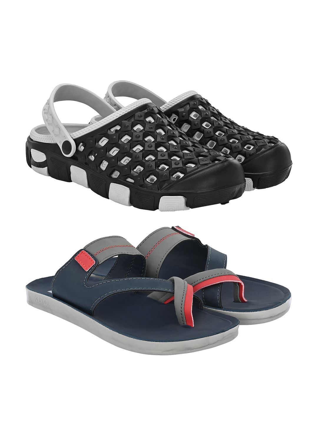 BIRDE Men Pack Of 2 Self Design Clogs