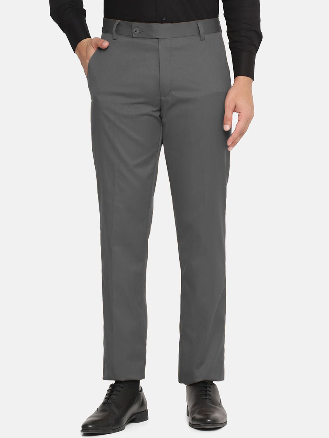 MANCREW Men Cotton Relaxed Regular Fit Mid-Rise Formal Trousers