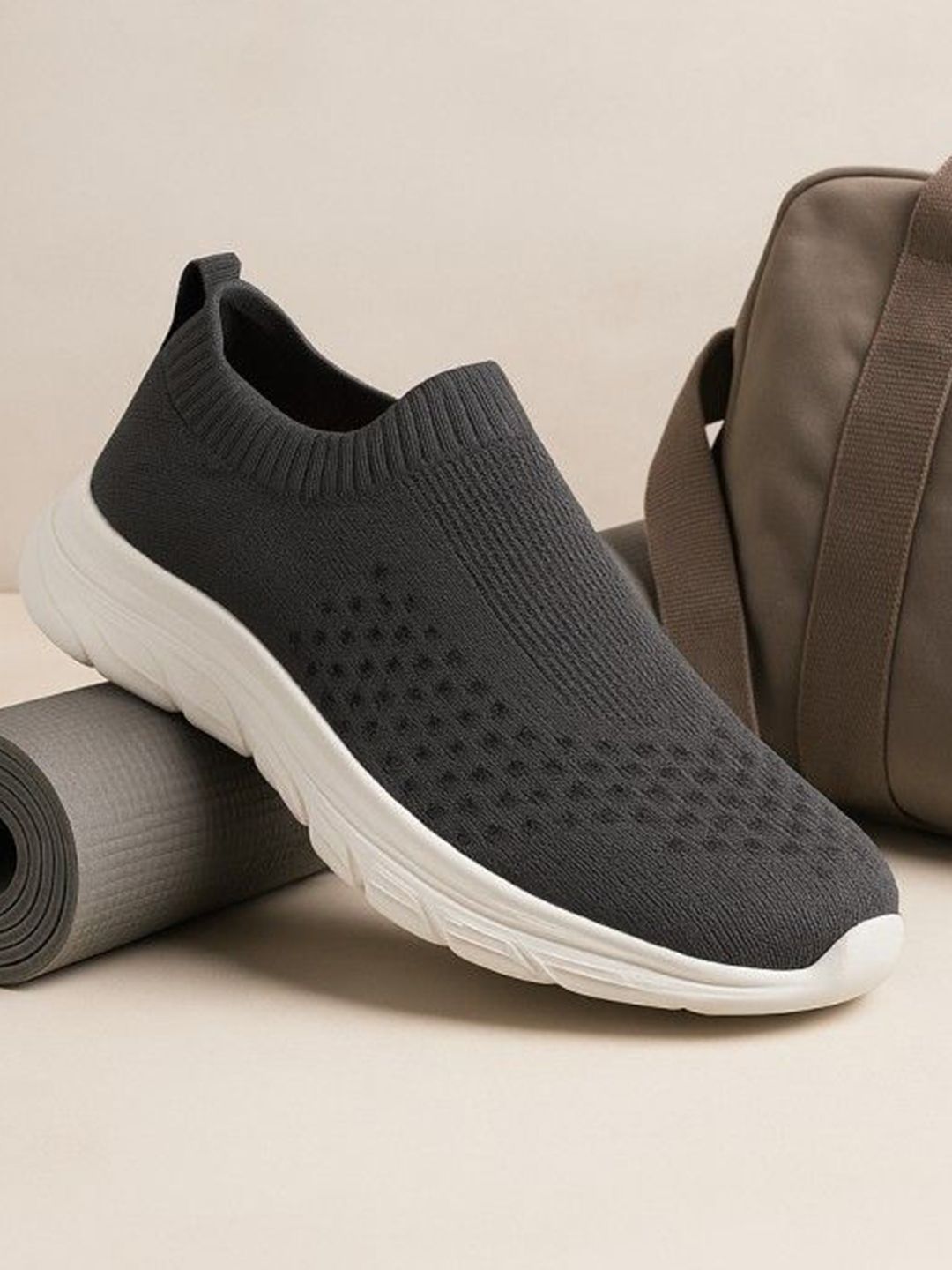 KRAASA Grey Mesh Slip-On Walking Shoes