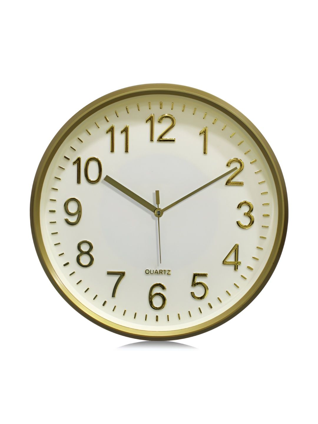 RANDOM Random Luxury Gold & Cream 12-Inch Quartz Wall Clock with 3D Numbers