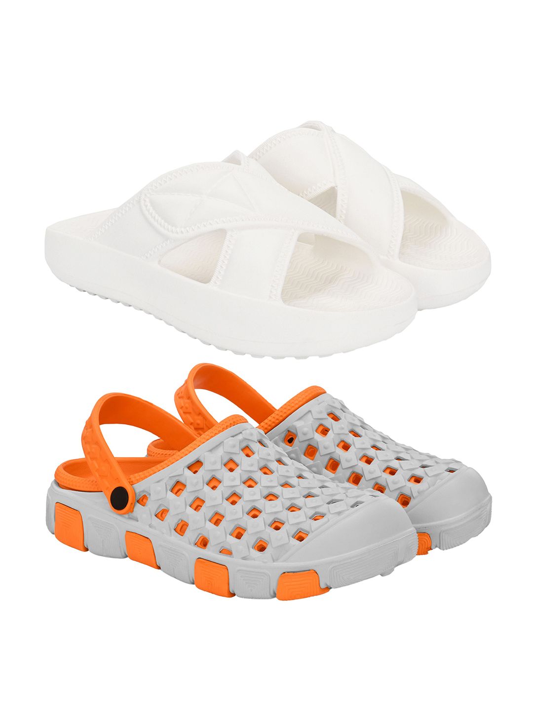 BIRDE Men Pack Of 2 Self Design Clogs