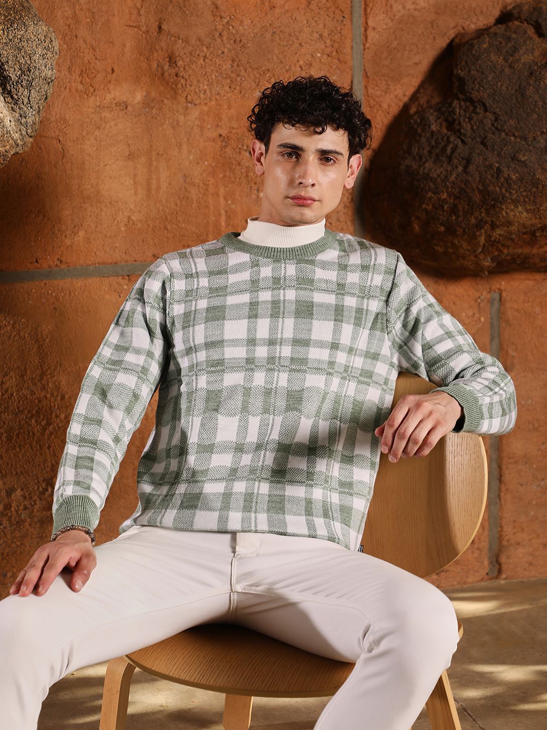 Campus Sutra Men Checked Pullover