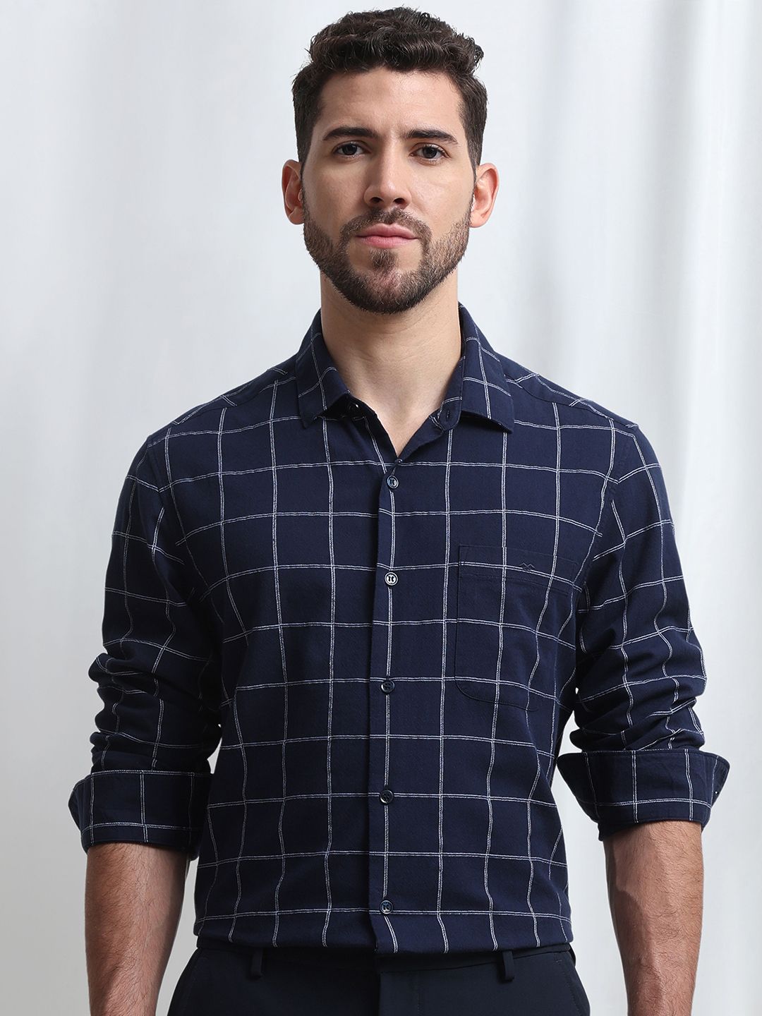 Mufti Mufti Men Slim Fit Windowpane Checks Checked Casual Shirt