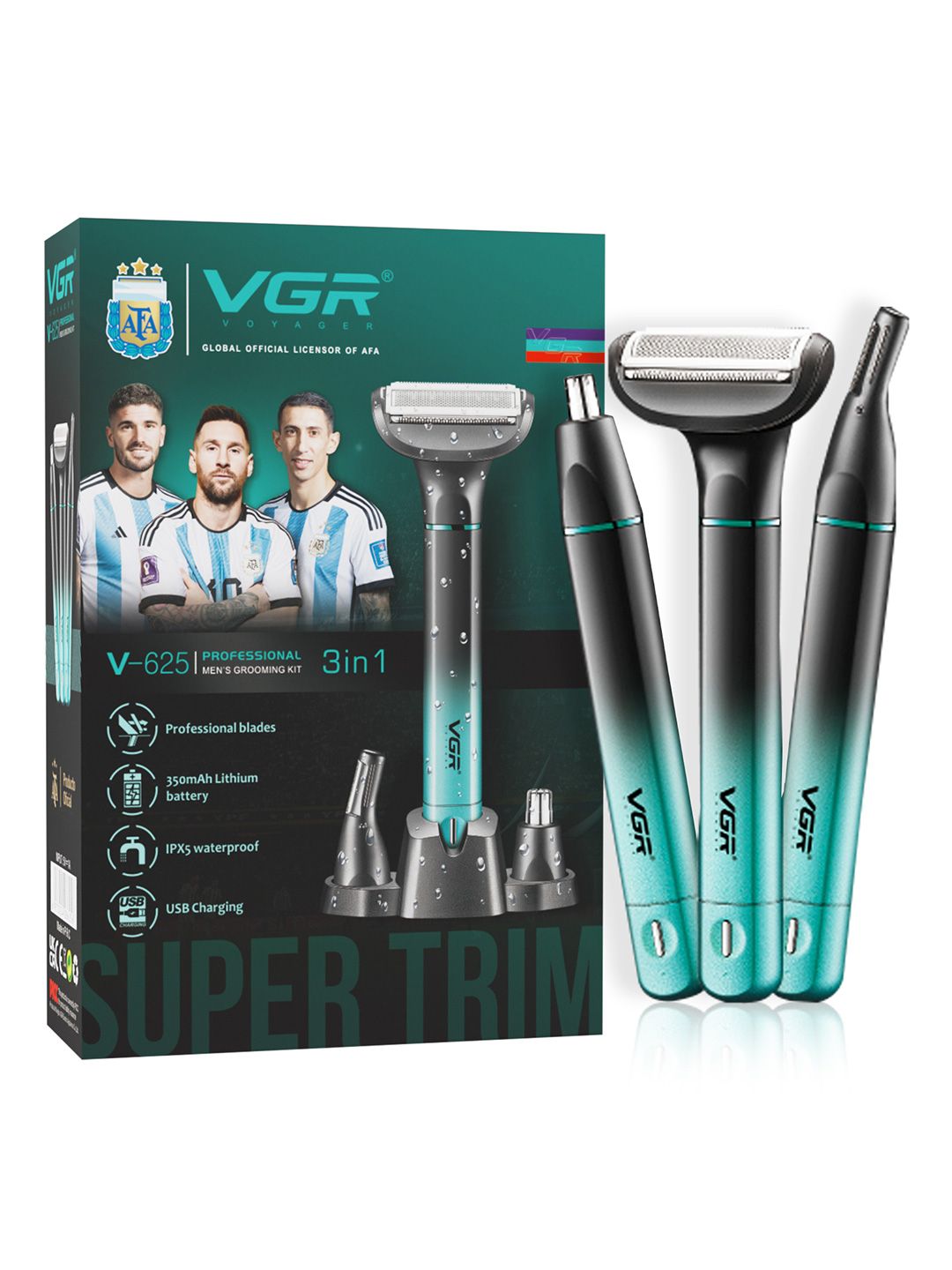 VGR V-625 Professional 3-IN-1 Grooming Trimmer Kit for Body Nose Ear & Eyebrow