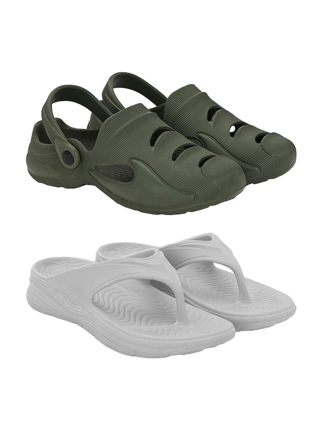 BIRDE Men Pack Of 2 Self Design Clogs