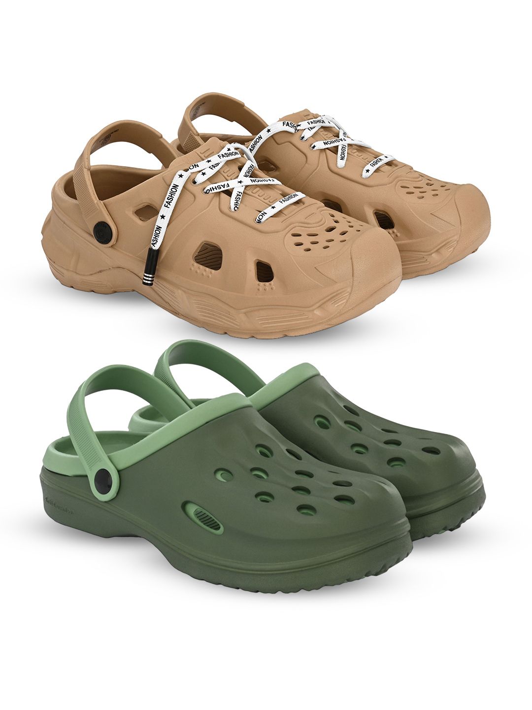 BIRDE Men Pack Of 2 Self Design Clogs
