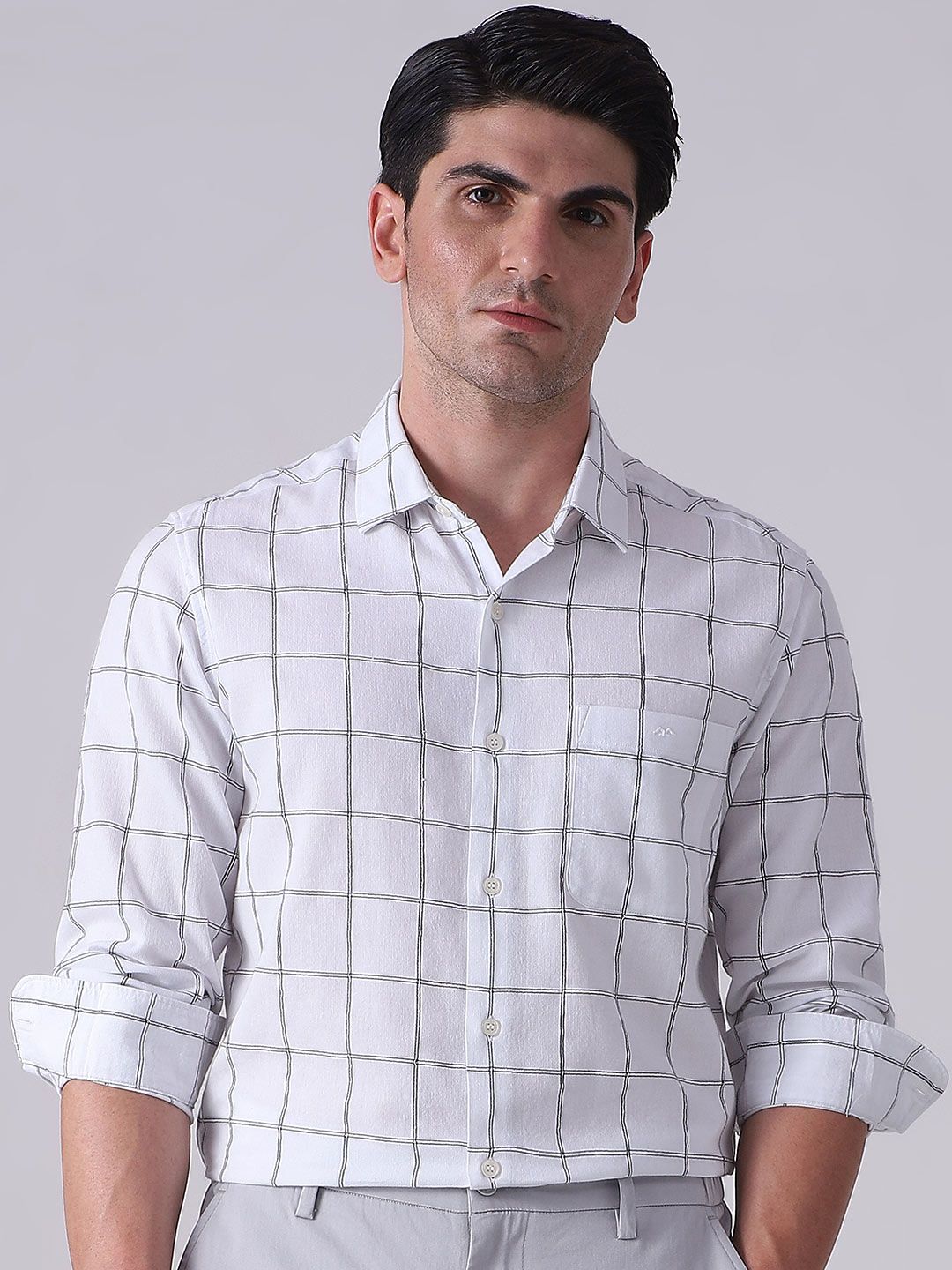 Mufti Mufti Men Slim Fit Windowpane Checks Checked Casual Shirt