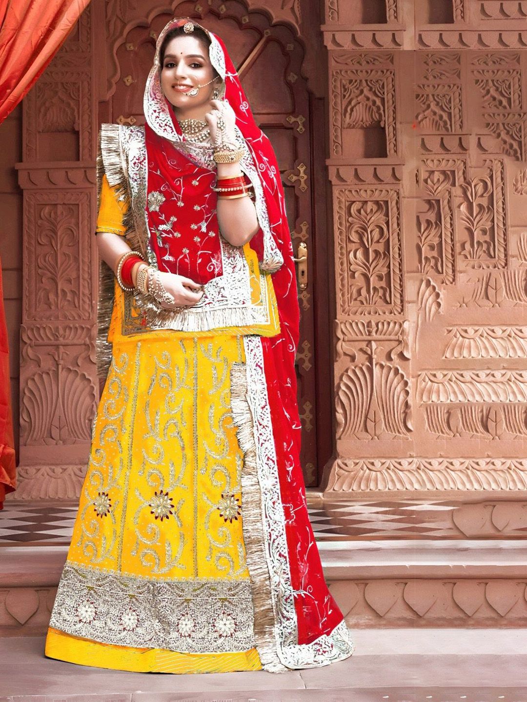 MADHUR HAND WORK ART Embroidered Beads and Stones Satin Semi-Stitched Lehenga Choli