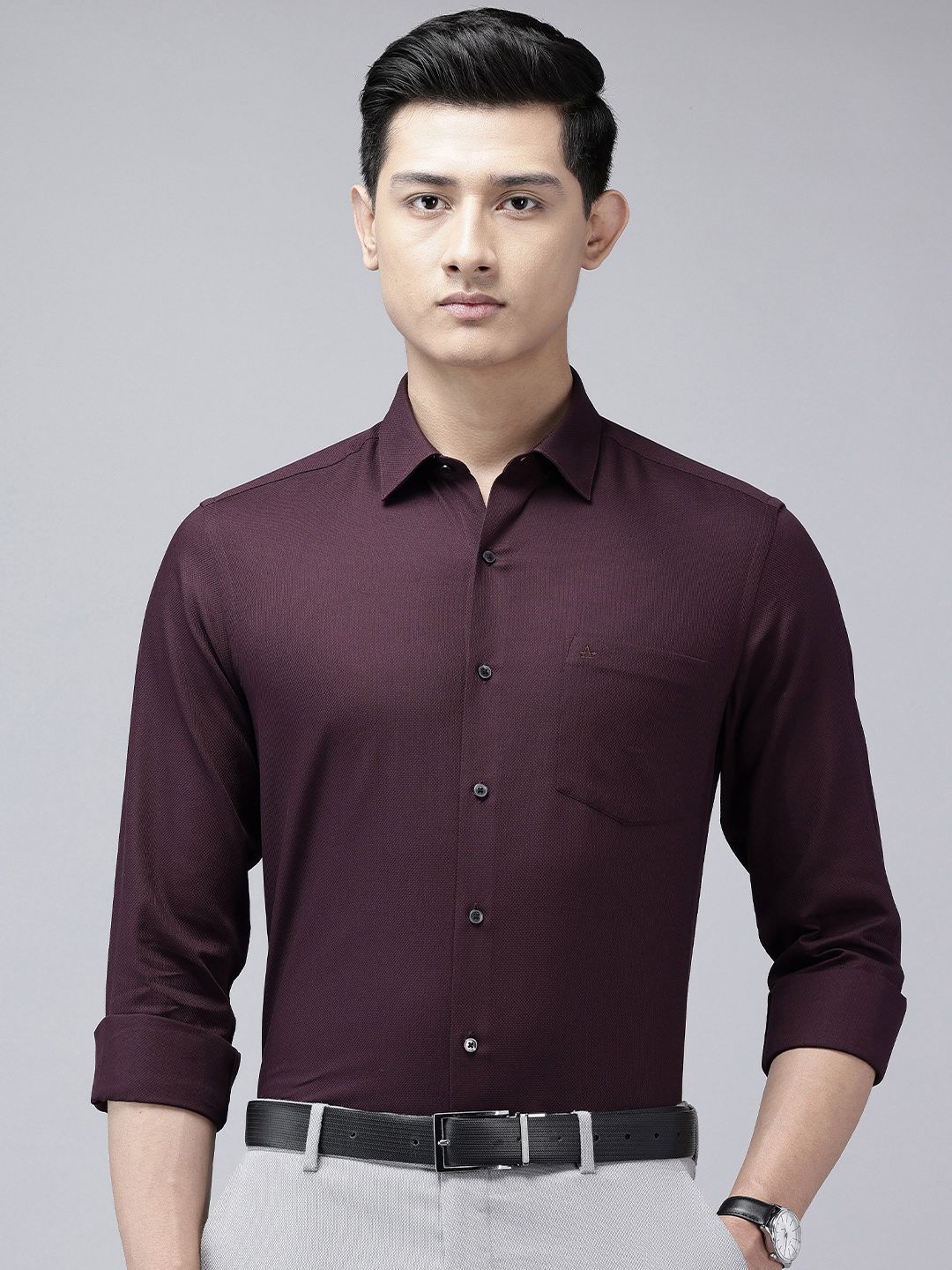 Arrow Manhattan Slim Fit Textured Pure Cotton Formal Shirt