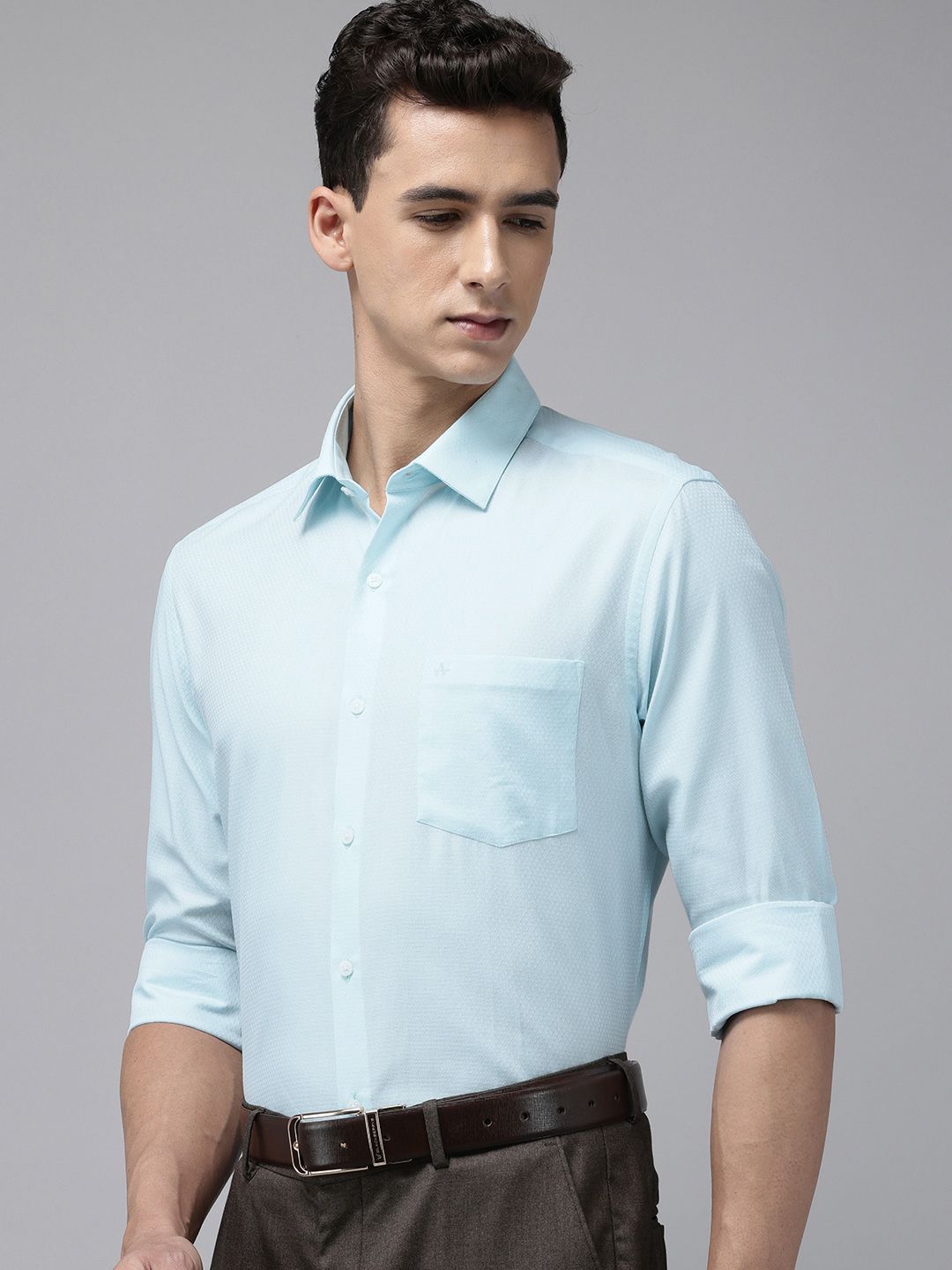 Arrow Manhattan Slim Fit Self Design Textured Pure Cotton Formal Shirt