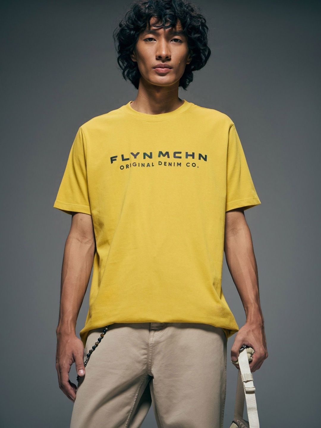 Flying Machine Men Typography Printed Round Neck Pure Cotton T-shirt