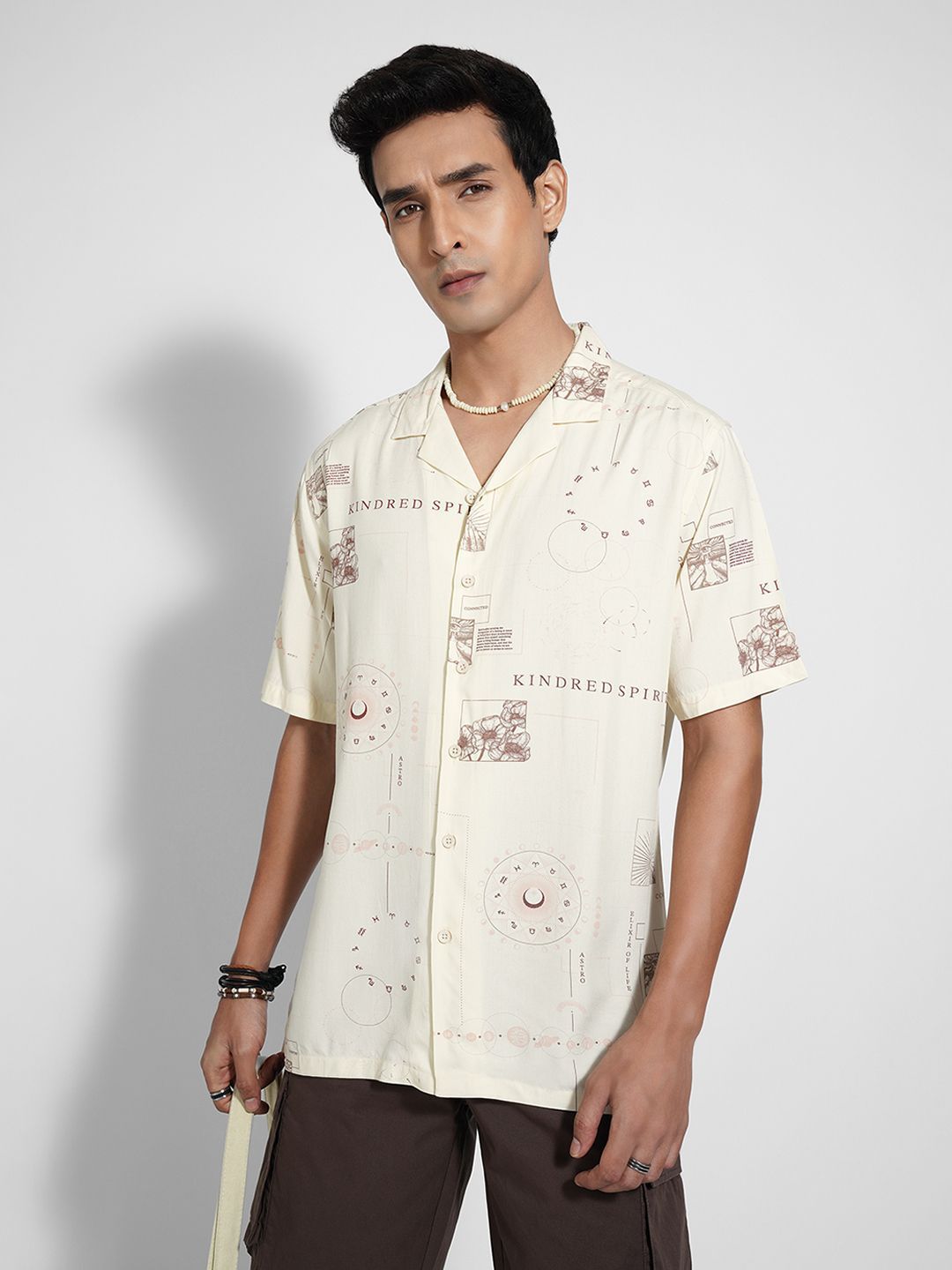 7 Alt by Pantaloons Typography Printed Spread Collar Relaxed Fit Casual Shirt
