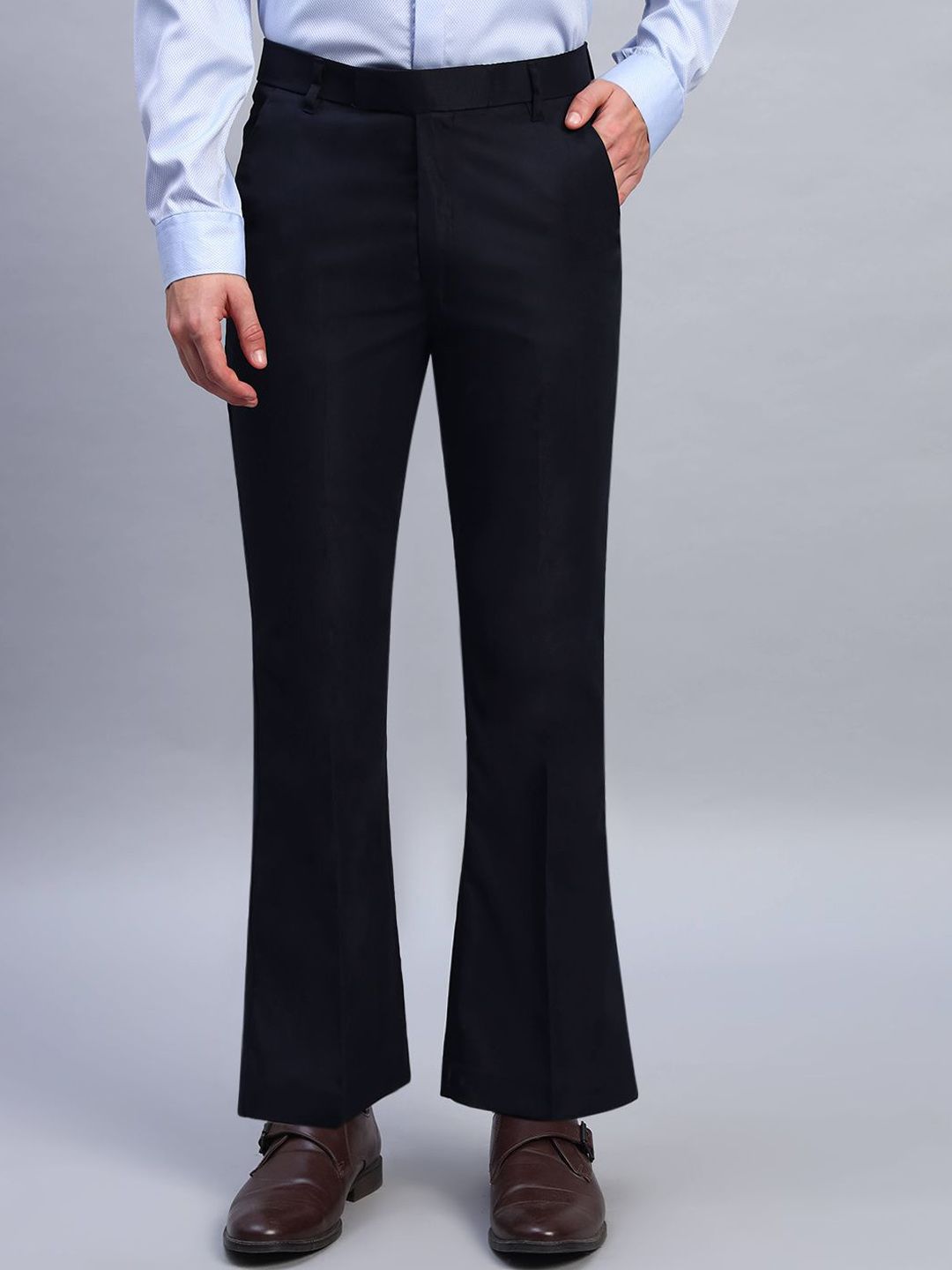 AXNIS Men Smart Bootcut Fit Easy Wash Pleated Formal Trousers
