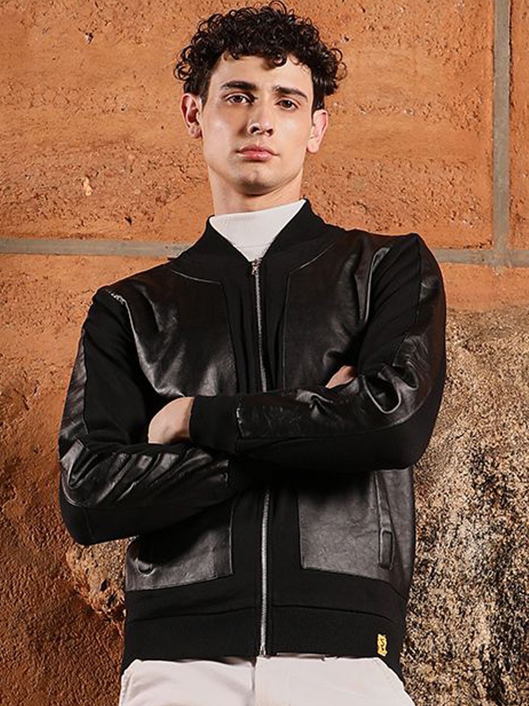 CAHOOT Men Spread Collar Solid Lightweight Bomber Jacket