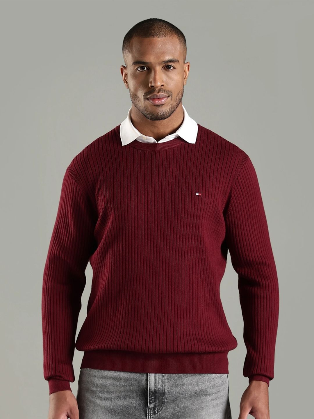 Tommy Hilfiger Men Ribbed Regular Fit Cotton Sweater