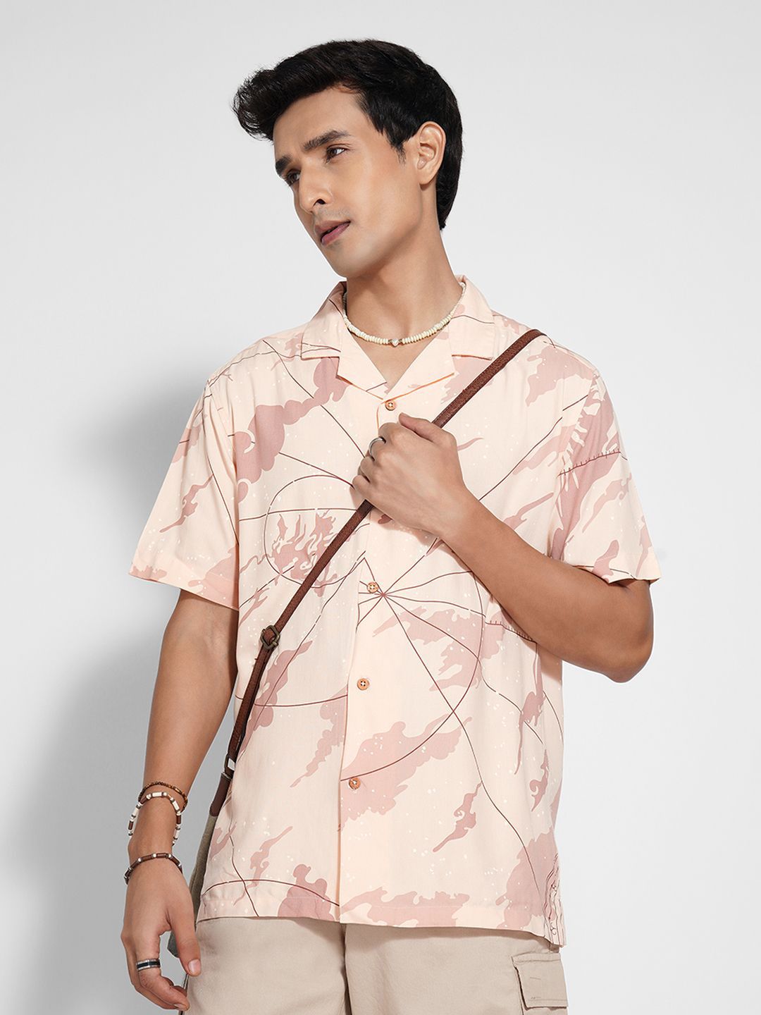 7 Alt by Pantaloons Abstract Printed Spread Collar Relaxed Fit Casual Shirt