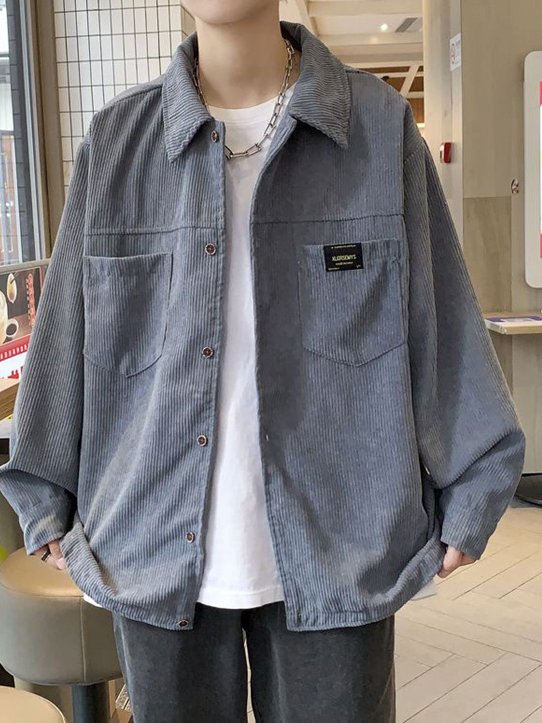 StyleCast x Revolte Men Oversized Fit Solid Spread Collar Casual Shirt