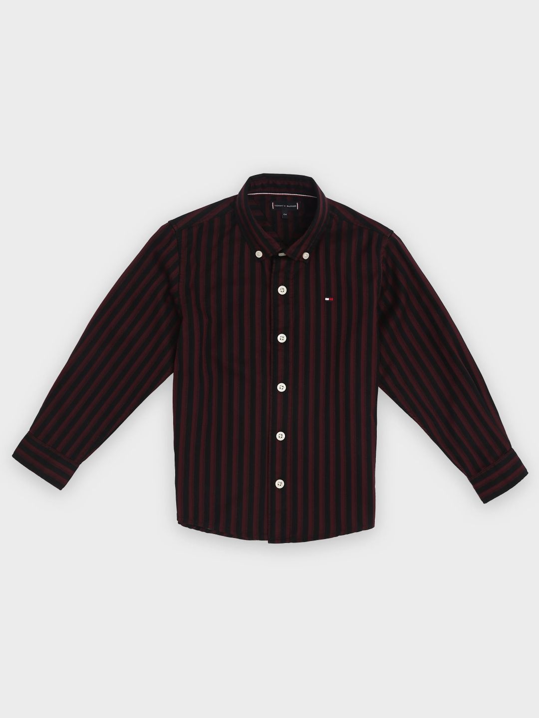 Tommy Hilfiger Tommy Hilfiger Boys Striped Embroidered Button-Down Collar Pure Cotton Casual Shirt