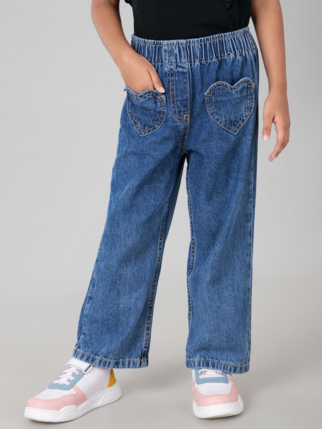 Hopscotch Girls Relaxed Fit Mid-Rise Jeans