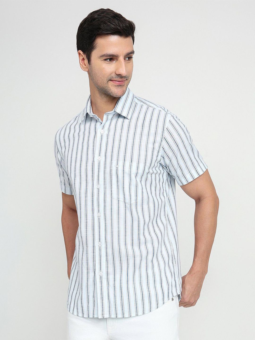 ColorPlus Striped Spread Collar Comfort Regular Fit Cotton Casual Shirt