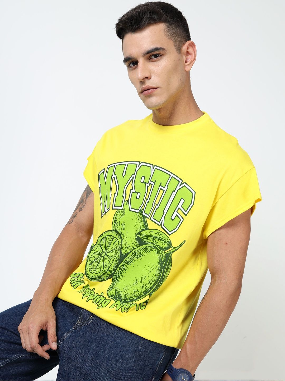 Kook N Keech Men Lime Green Cotton Tshirts