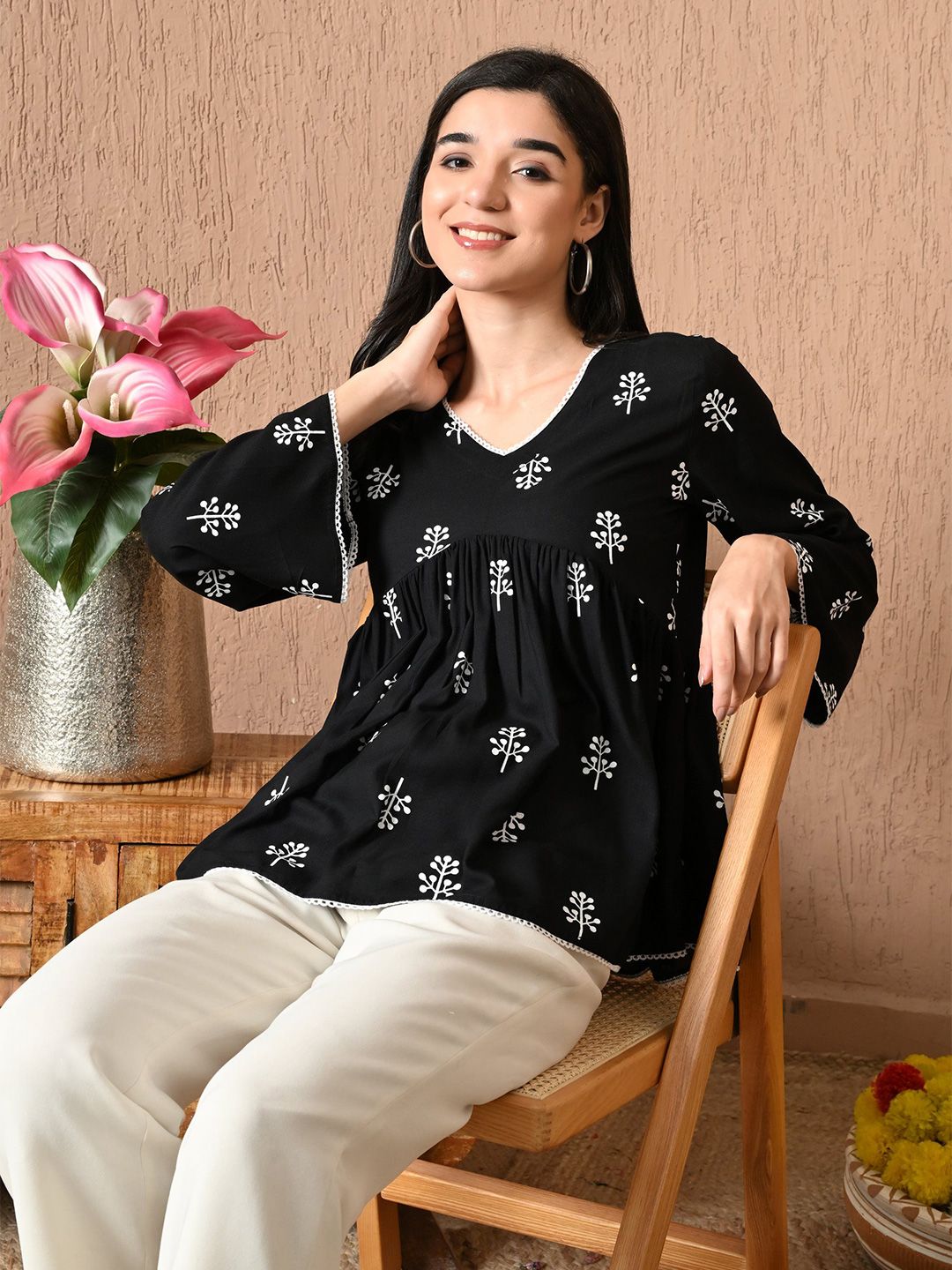 Buy Anouk Rustic Women Printed Flared Peplum Top - Tops for Women