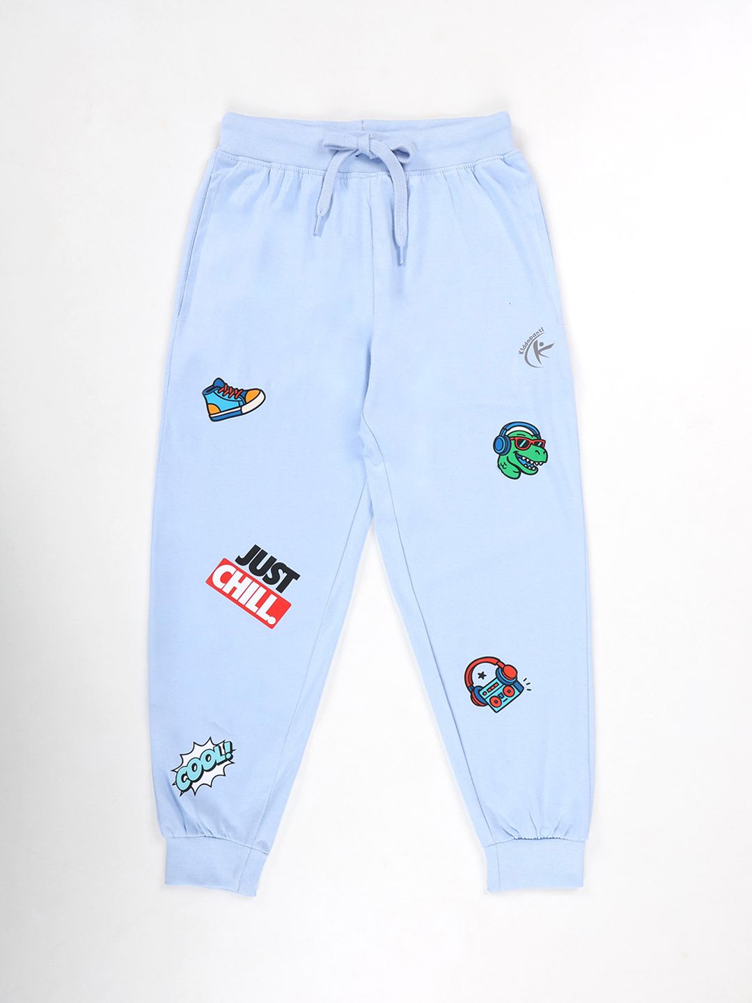 KiddoPanti Boys Printed Pure Cotton Jogger  With  Badge