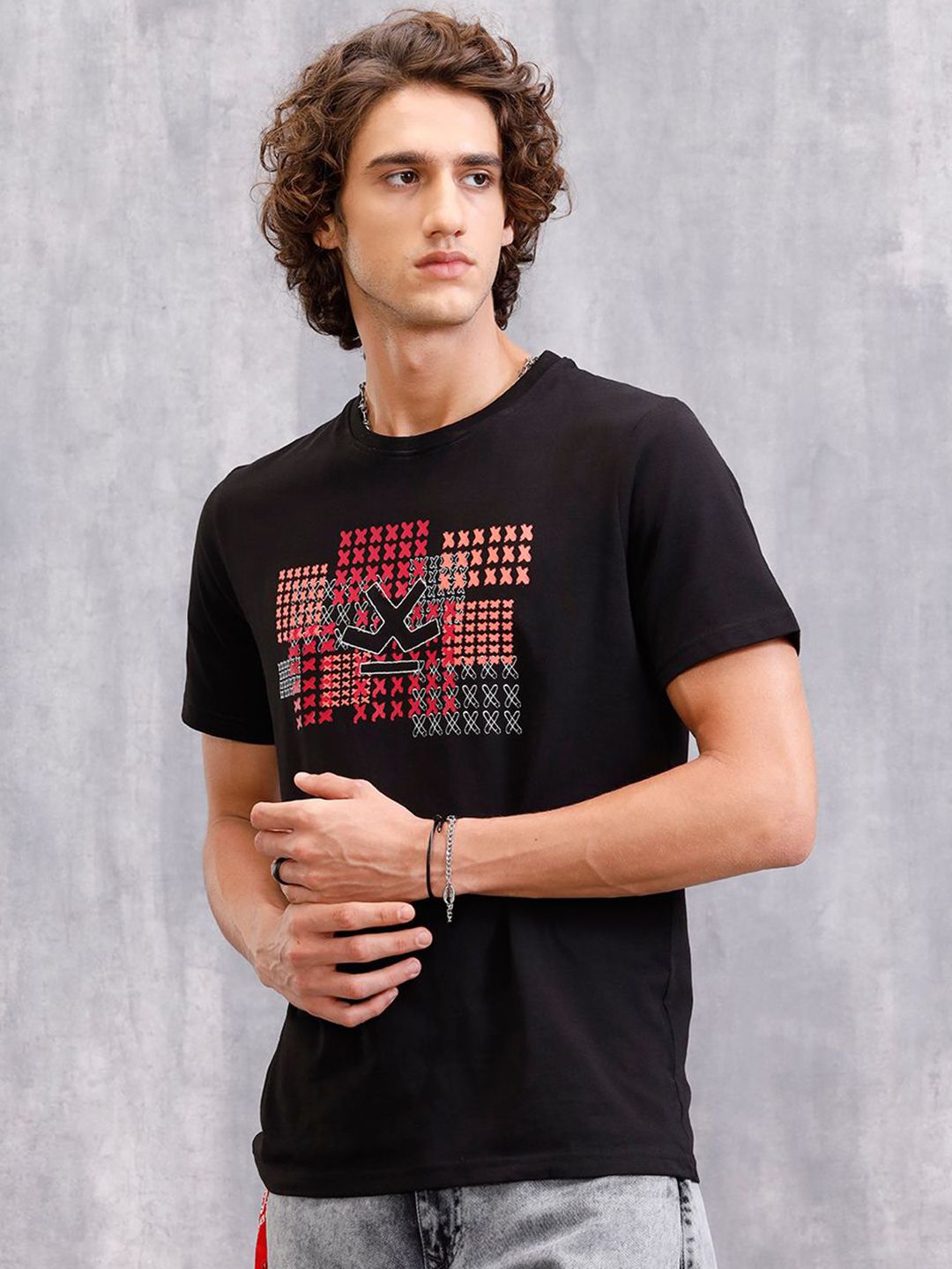WROGN Men Graphic Printed Round Neck Cotton T-shirt