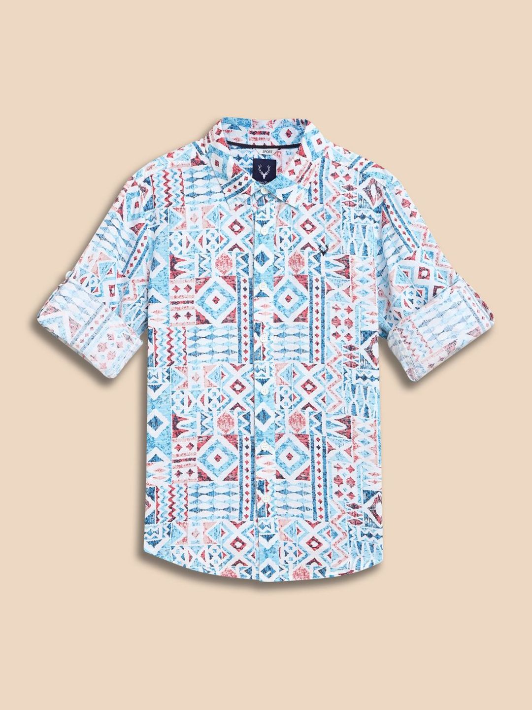 Allen Solly Junior Allen Solly Junior Boys Ethnic Motifs Printed Spread Collar Pure Cotton Casual Shirt