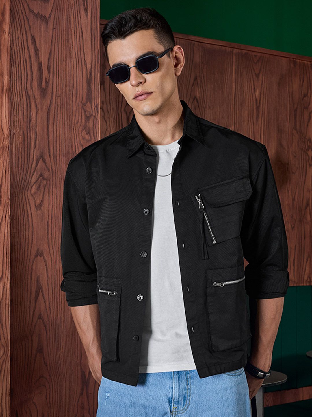 Snitch Men Spread Collar Solid Tailored Jacket