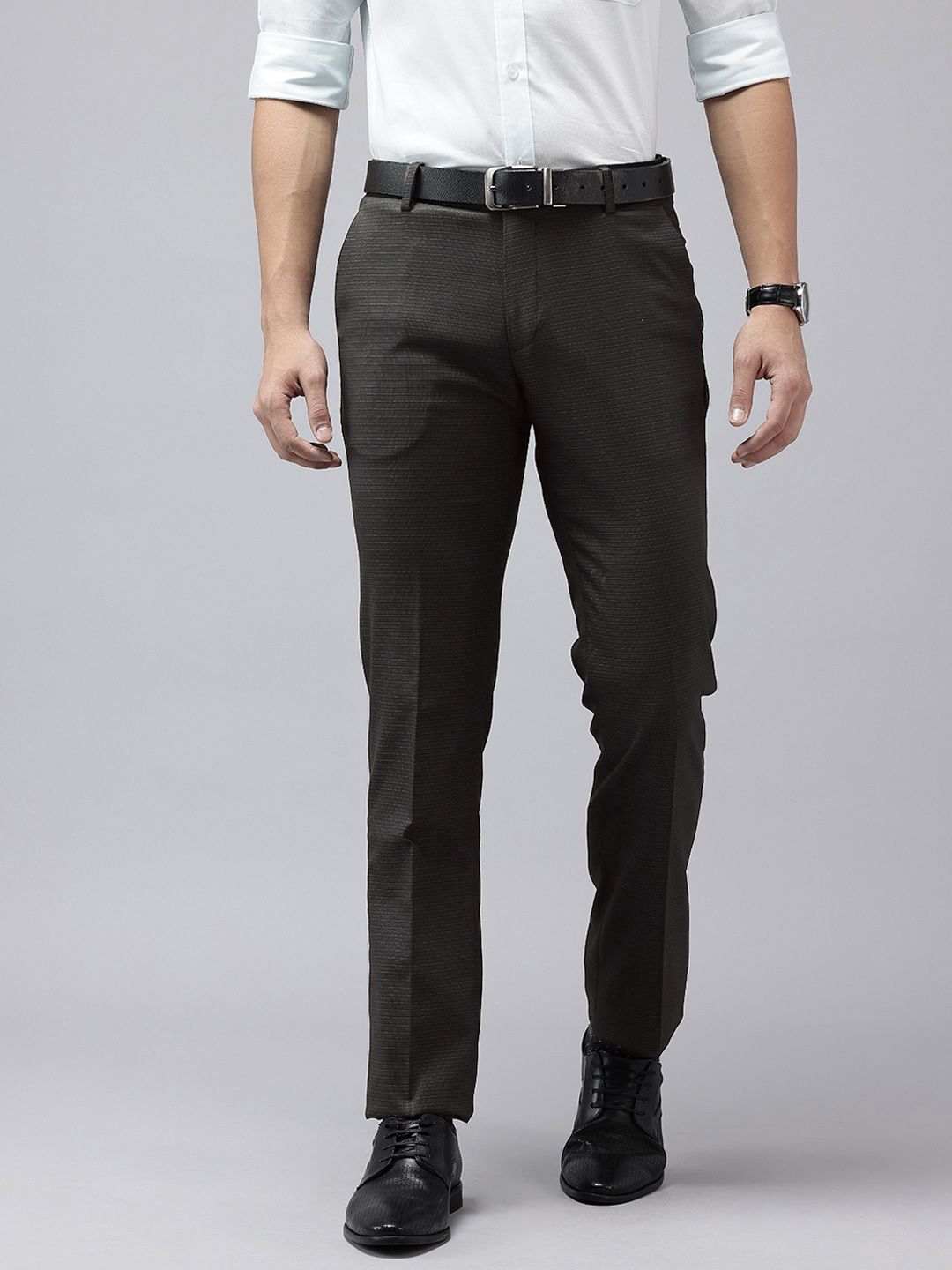 Arrow Men Hudson Tailored Fit Checked Formal Trousers