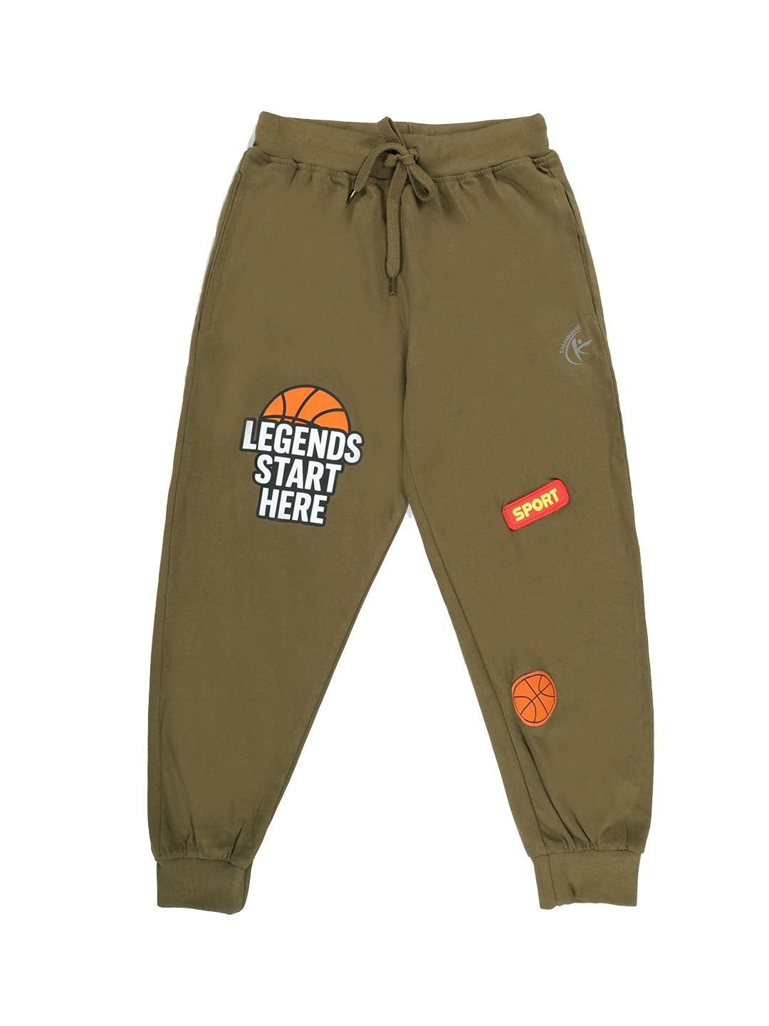 KiddoPanti Boys Pure Cotton Track Pant With  Badge