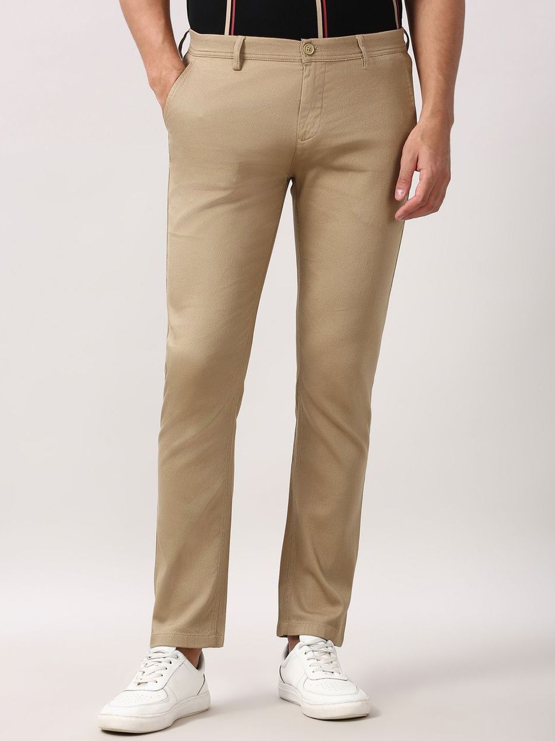 Peter England Casuals Men Slim Fit Low-Rise Cotton Trousers